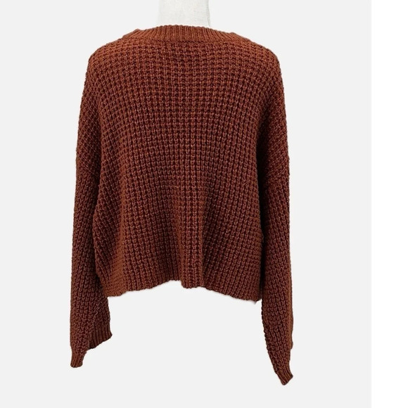 Elodie Chunky Open Knit Crop Sweater in Sienna - NEW - Size XL - Picture 3 of 7
